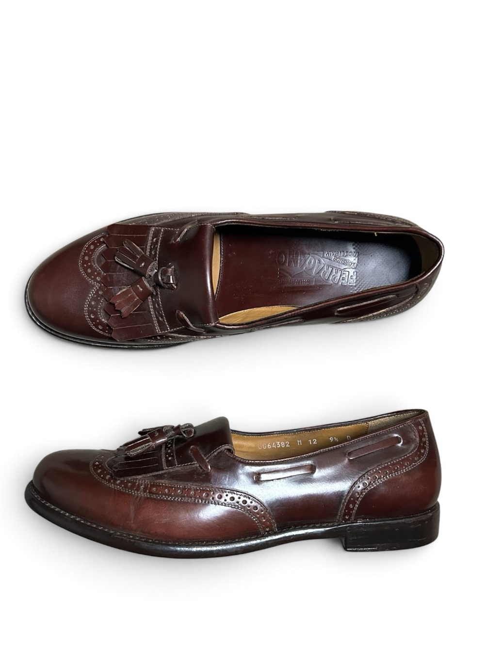 Salvatore Ferragamo Classic Kiltie Tassel Loafers Mens Size 9.5D Oxblood Leather